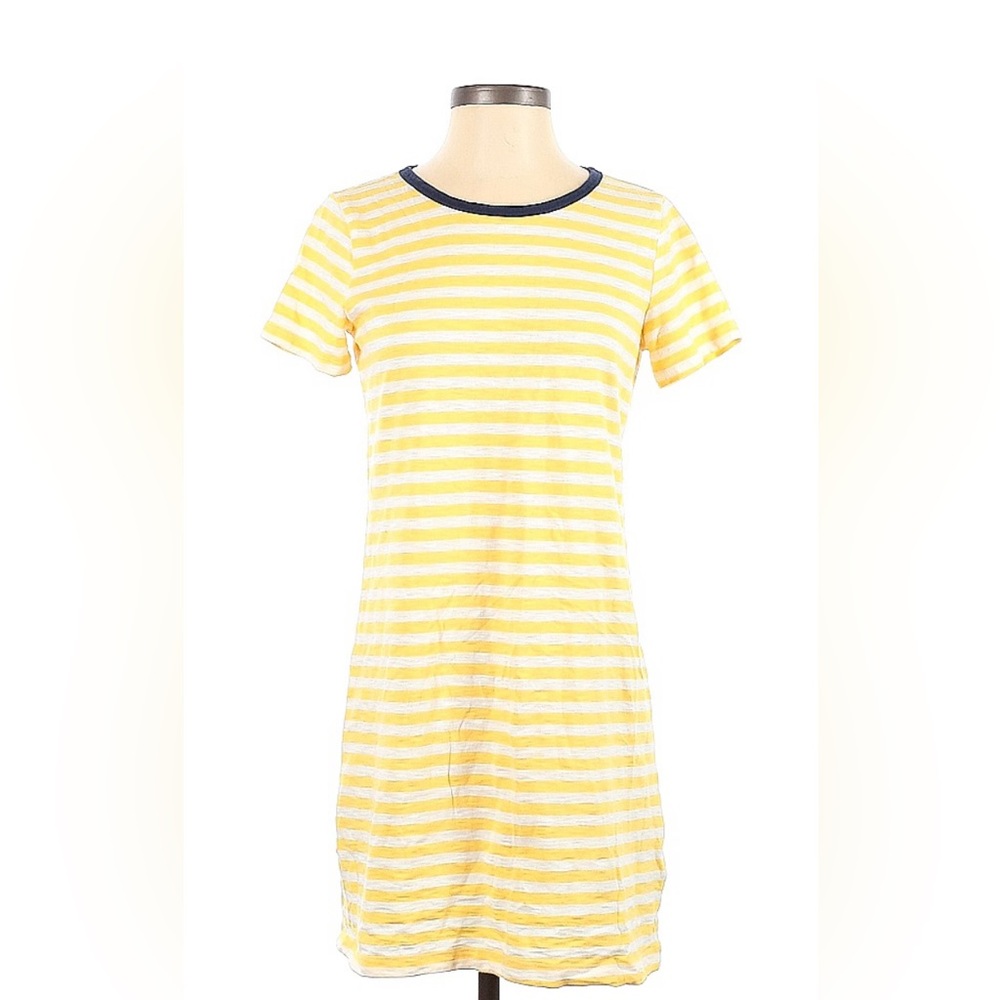 Old Navy Yellow, White, and Navy Casual Striped Dress - Size Small - Barely Worn